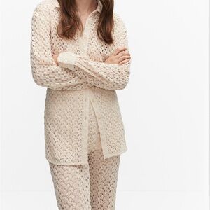 Mango off-white crochet shirt